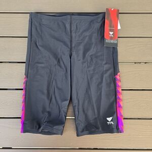 TYR Men's Tyreeco Nylon Multicolor/Black Cube Swimsuit Jammer Sz 34 NEW